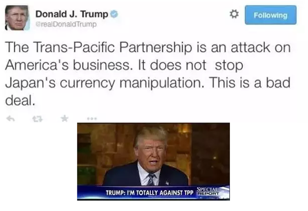 特朗普反对TPP